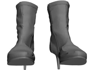 Woman Leather Boots 3D Model preview