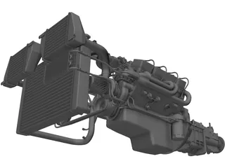 GM 350 V8 Turbo Engine 3D Model preview