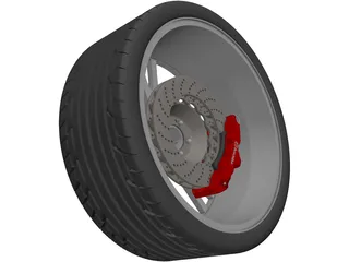 Wheel/Tire with Caliper and Rotor 3D Model preview