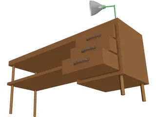 Table and Lamp 3D Model preview