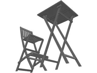 Bar Chair and Table 3D Model preview