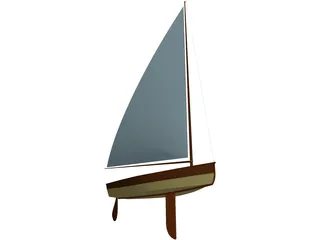 Wooden Sailboat 3D Model preview