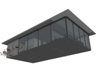 Modern Cafe Building 3D Model preview