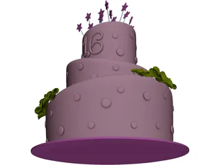 Cake Sweet 16 3D Model preview