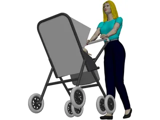 Woman [+Baby Carriage] 3D Model preview
