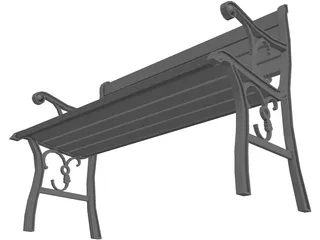 Wrought Iron Park Bench 3D Model preview
