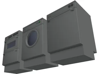 Stove, Washingmachine, Dishwasher 3D Model preview