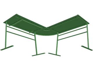 Desk Glass Top Contemporary 3D Model preview