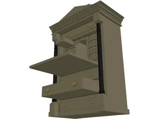 Bureau Biedermeier 3D Model preview