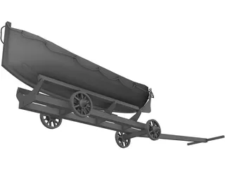 Lifeboat with Trailer 3D Model preview