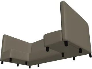 Booth Restuarant Square 3D Model preview