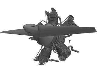 Motor Radial Engine 3D Model preview