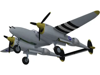 Lockheed P-38 Lightning 3D Model preview