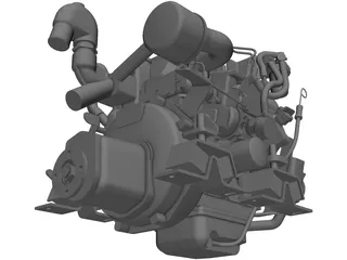 Yanmar 2cyl Engine 3D Model preview