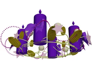 Christmas Candles 3D Model preview