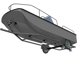 Whaler Boat on Trailer 3D Model preview