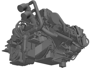 Yanmar Marine Engine Diesel 8LV 320HP 3D Model preview