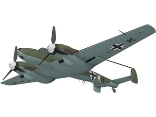 Messerschmitt BF-110 Winter Camo 3D Model preview