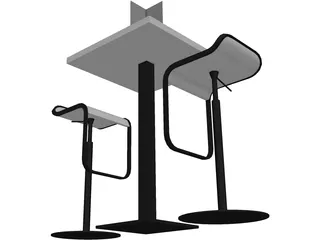 Barstool with Table 3D Model preview