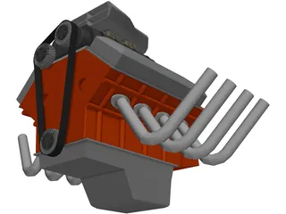 Funny Car Engine 3D Model preview