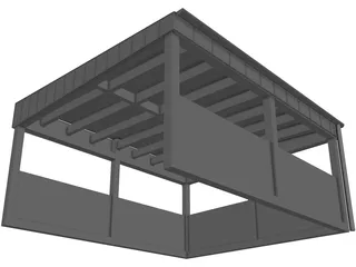 Carport with Metal Roof 3D Model preview
