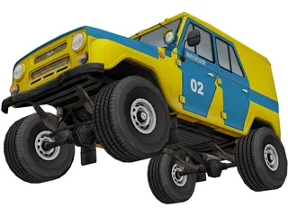 UAZ 469 Police 3D Model preview