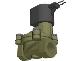 Solenoid Valve with 12V DC Coil 3D Model preview