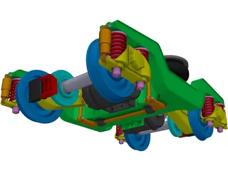 2 Axle Traction Rail Bogie 3D Model preview