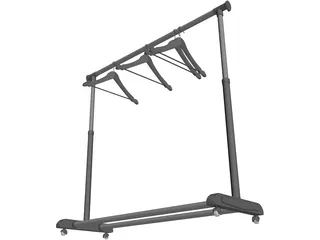 Clothes Rack with Hangers 3D Model preview
