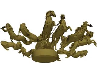 Chariot with Horses and other Creatures 3D Model preview