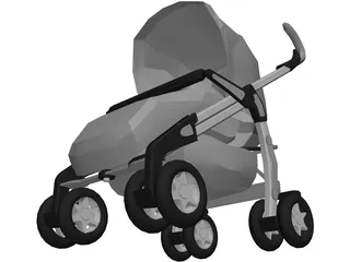 children Baby Carriage 3D Model preview