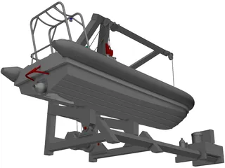 Davit and Inflatable Boat 3D Model preview