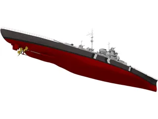 Battleship Tirpitz 3D Model preview