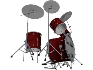 Pearl Drum Kit 3D Model preview