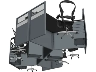 Office Table Workspace 3D Model preview