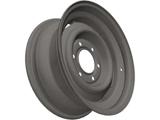 Steel Wheel 15 Inch 6 Lug 3D Model preview