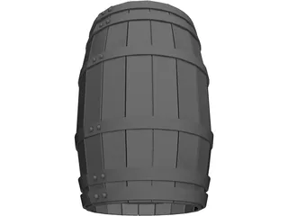 Wooden Barrel with Lids 3D Model preview