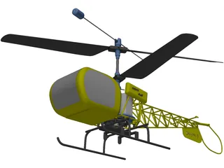 RC Helicopter Bell 47g 3D Model preview