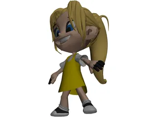 Cartoon Kid Girl 3D Model preview