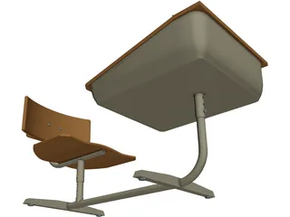 School Desk 3D Model preview