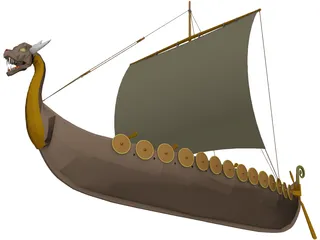 Dragon Longship with Sail 3D Model preview