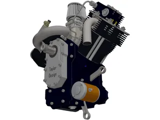 Generic V-Twin Gas Engine Assembly 3D Model preview