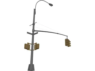 NYC Street Traffic Light 3D Model preview