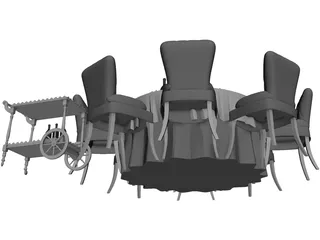 Kitchen Table with Chairs 3D Model preview