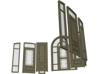 Wood Doors Collection 3D Model preview