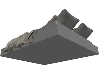Queen Size Twin Bed 3D Model preview