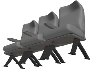 Airbus A320 Economy Seats 3D Model preview