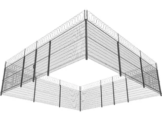 Metallic Fence 3D Model preview