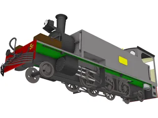 Narrow Gauge Steam Locomotive 3D Model preview