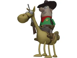 Cowboy with Horse 3D Model preview